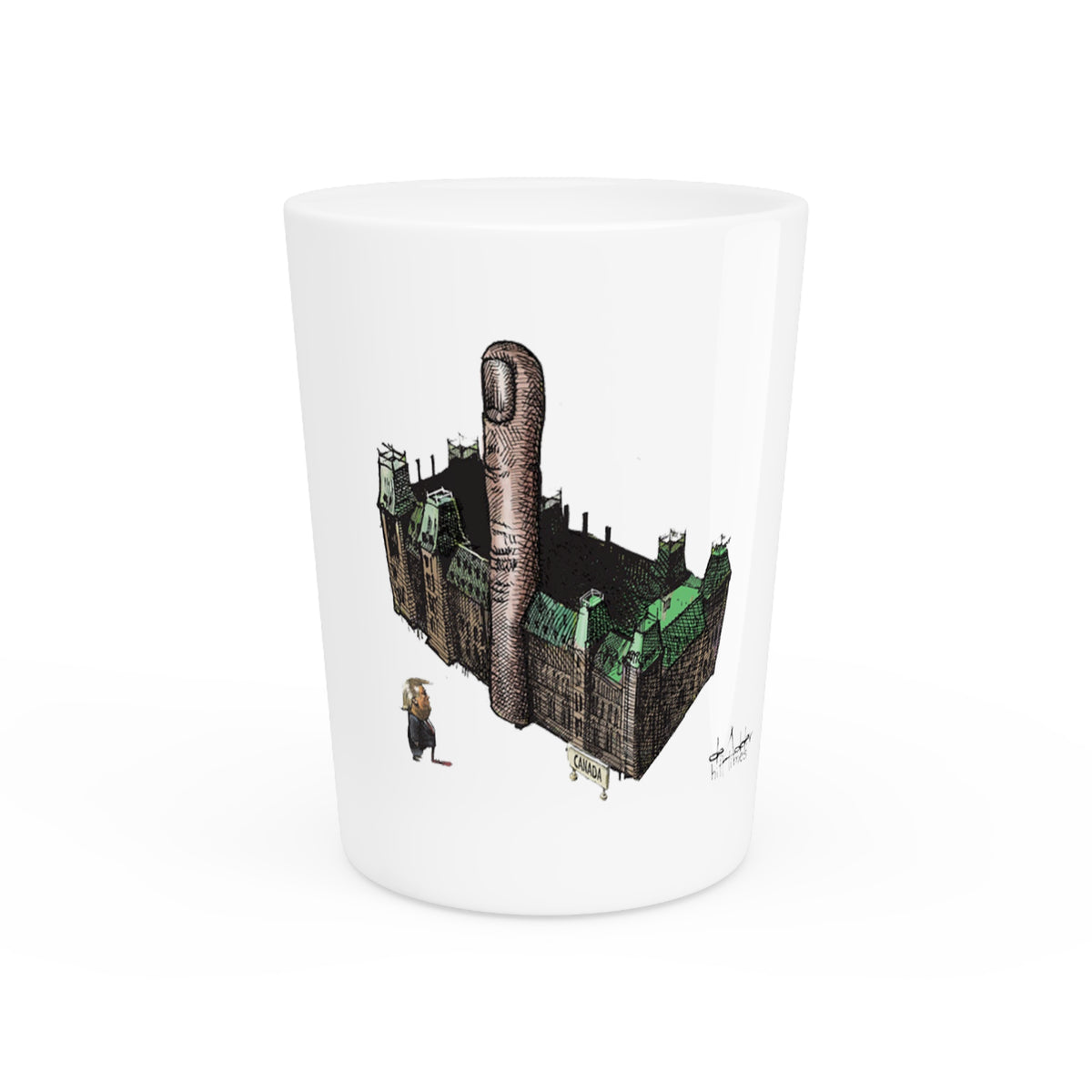 De Adder Designs "Message to America" White Ceramic 2oz Shot Glass