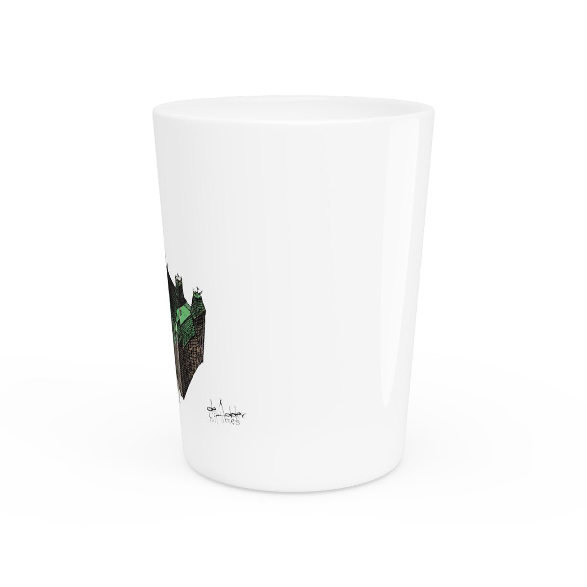 De Adder Designs "Message to America" White Ceramic 2oz Shot Glass
