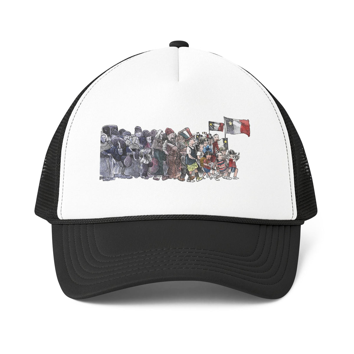 De Adder Designs "Acadia Mug" Print Black and White Trucker Hat