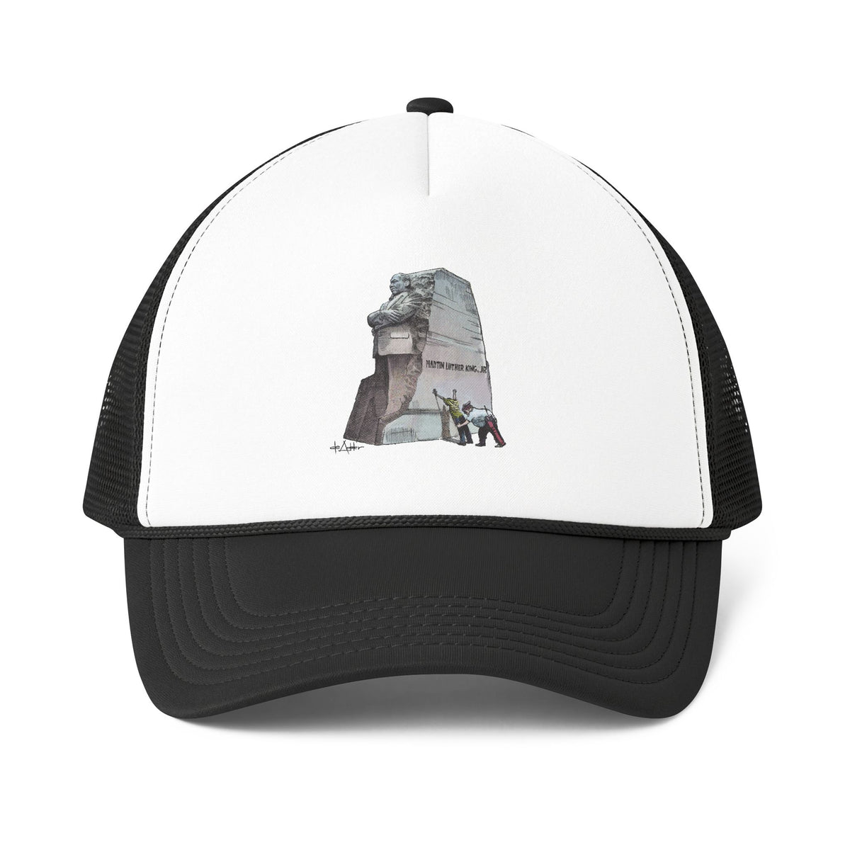 De Adder Designs "MLK" Print Black and White Trucker Hat