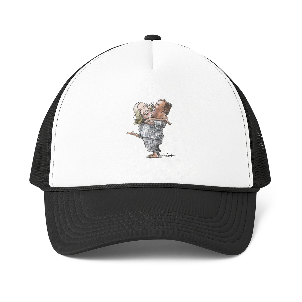 De Adder Designs "Ohara Candy" Print Black and White Trucker Hat