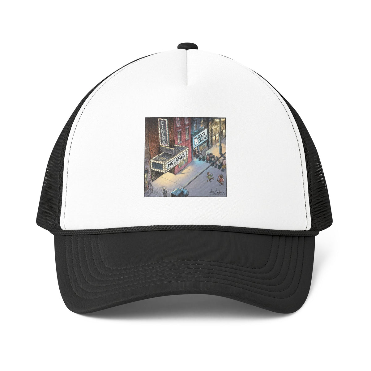 De Adder Designs "Root Canal" Printed Black & White Trucker Hat
