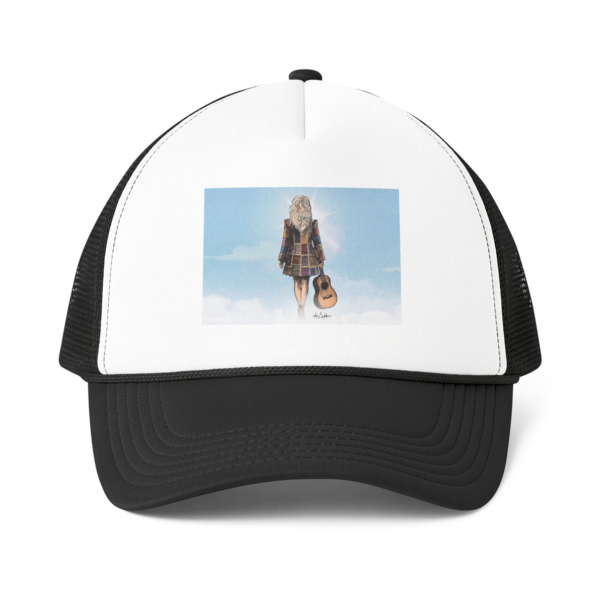 De Adder Designs "Dolly" Print Black and White Trucker Hat