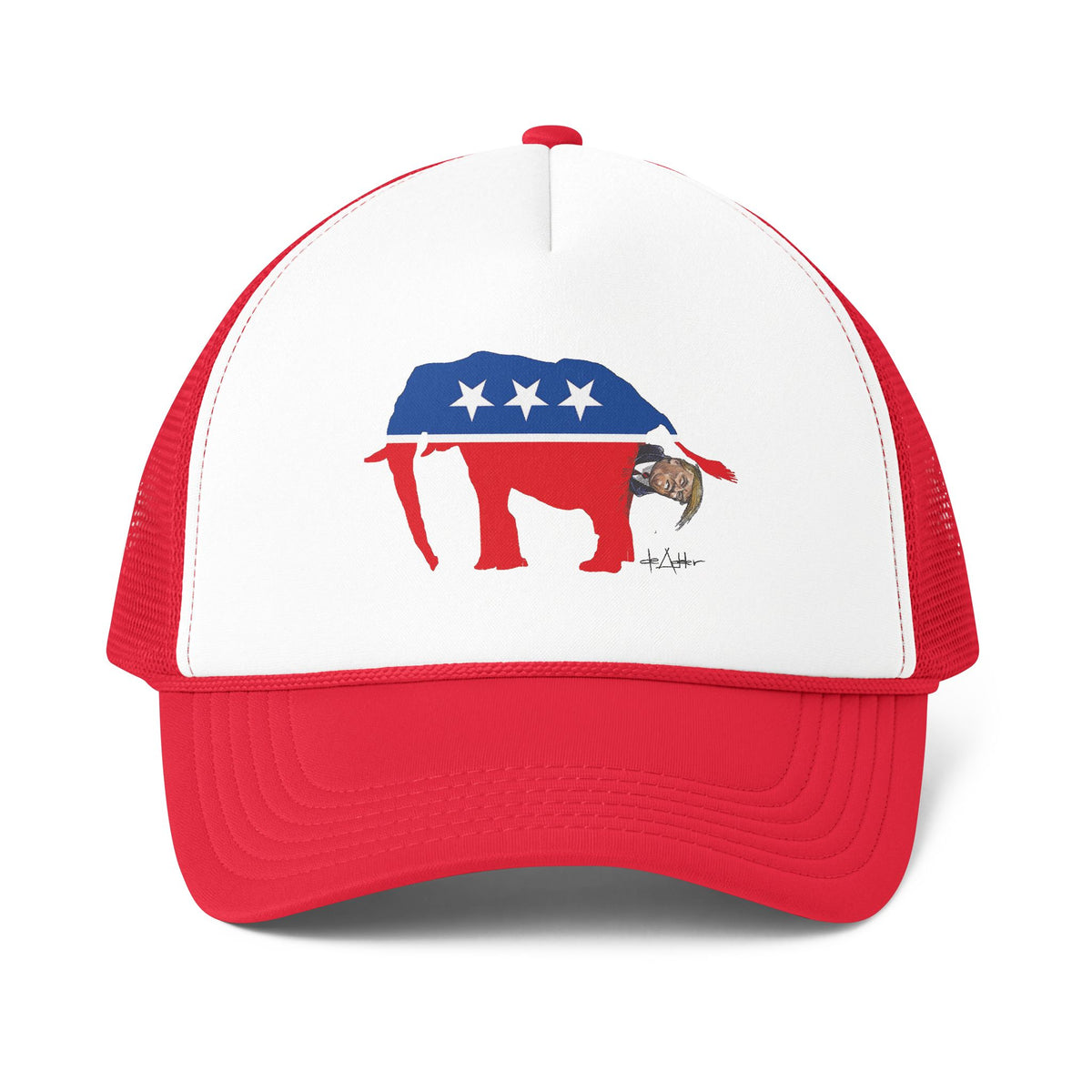 De Adder Designs "Trump Shit" Printed Red & White Trucker Hat