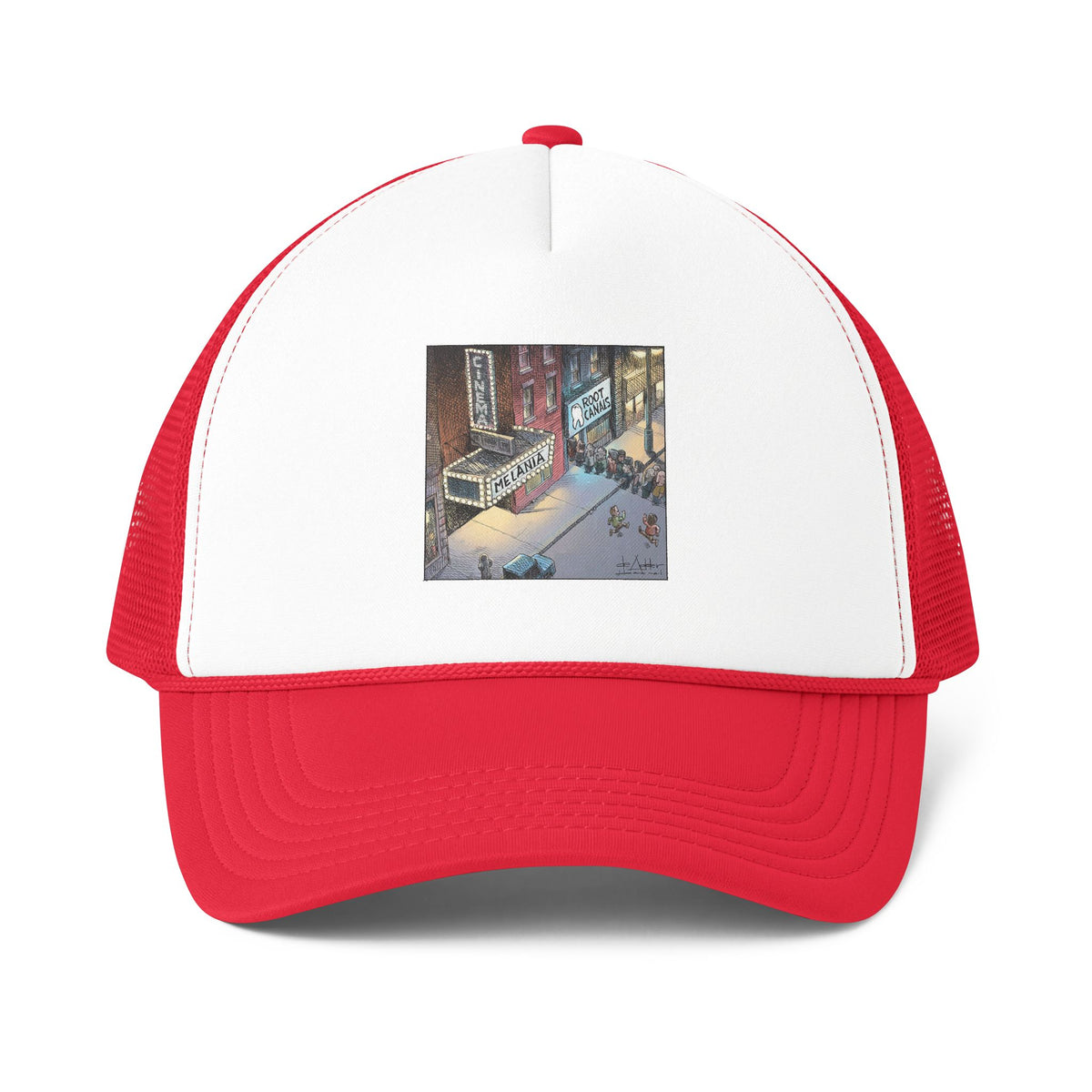 De Adder Designs "Root Canal" Printed Red & White Trucker Hat
