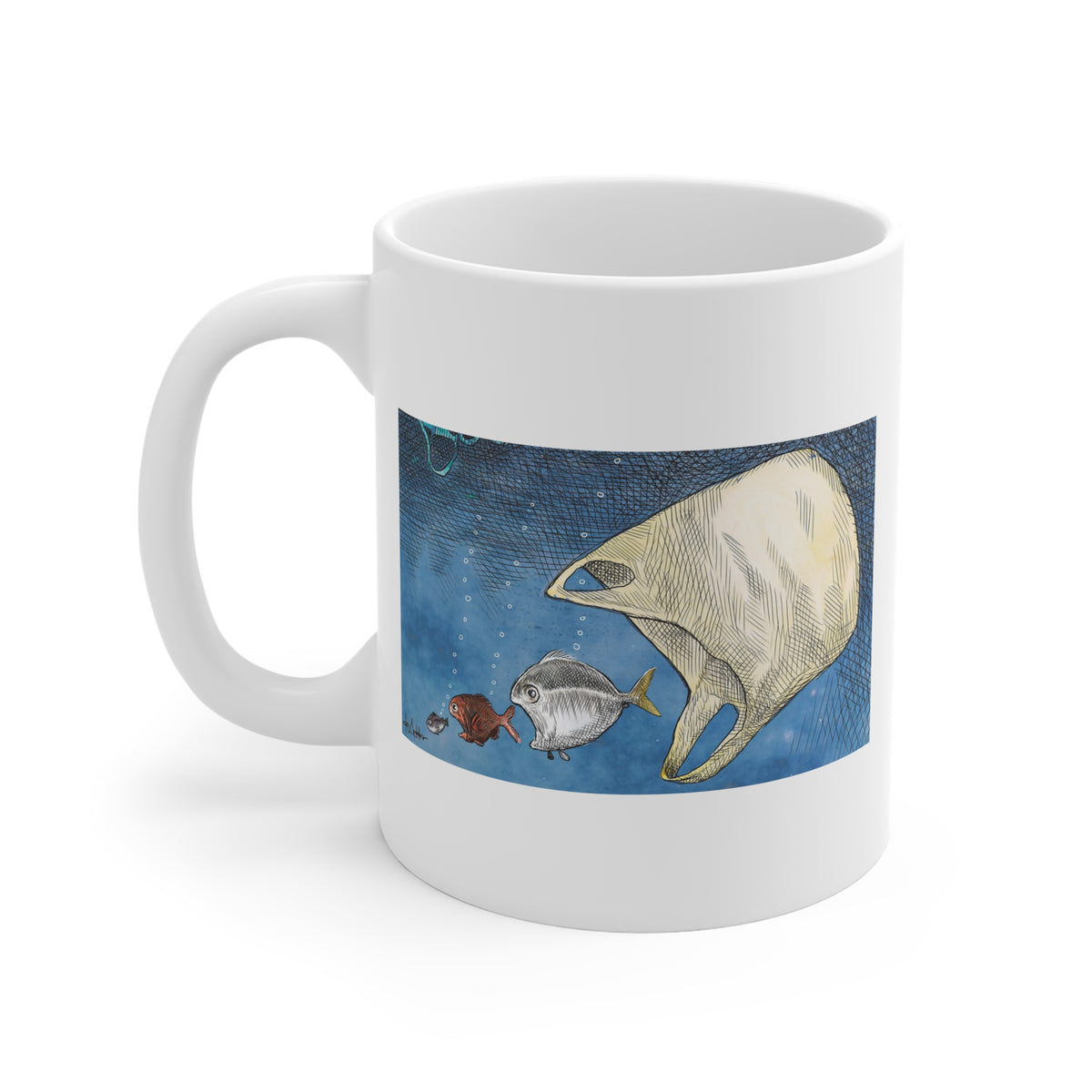 De Adder Designs "Ocean Bag" White Mug 11oz
