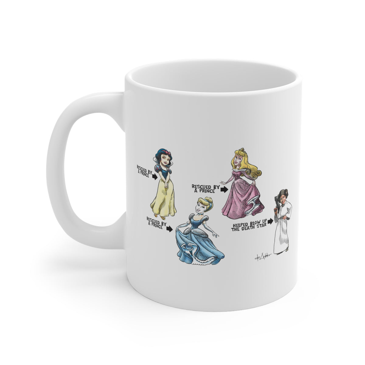 De Adder Designs "Carrie Fisher" White Mug 11oz