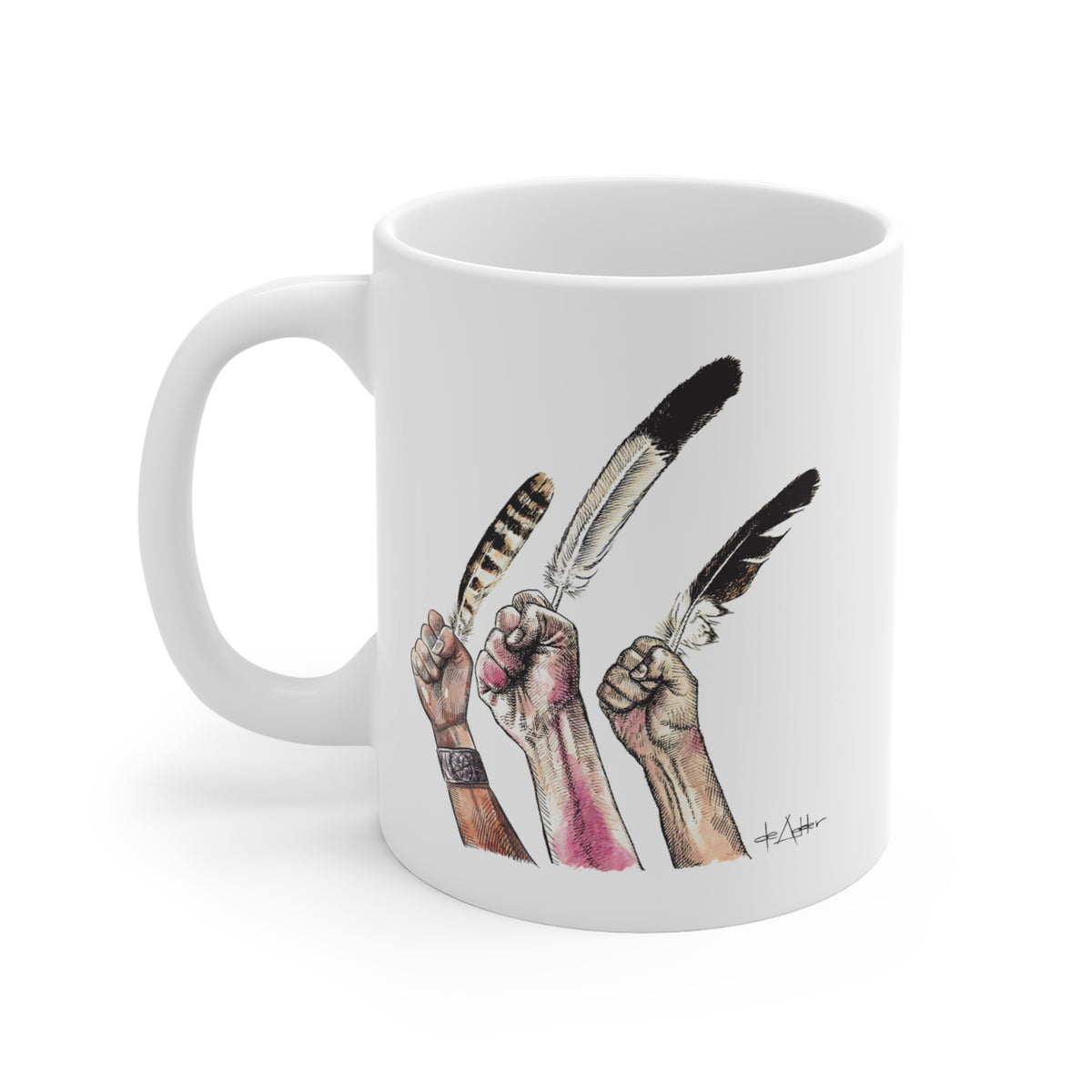 De Adder Designs "Feather" White Mug 11oz
