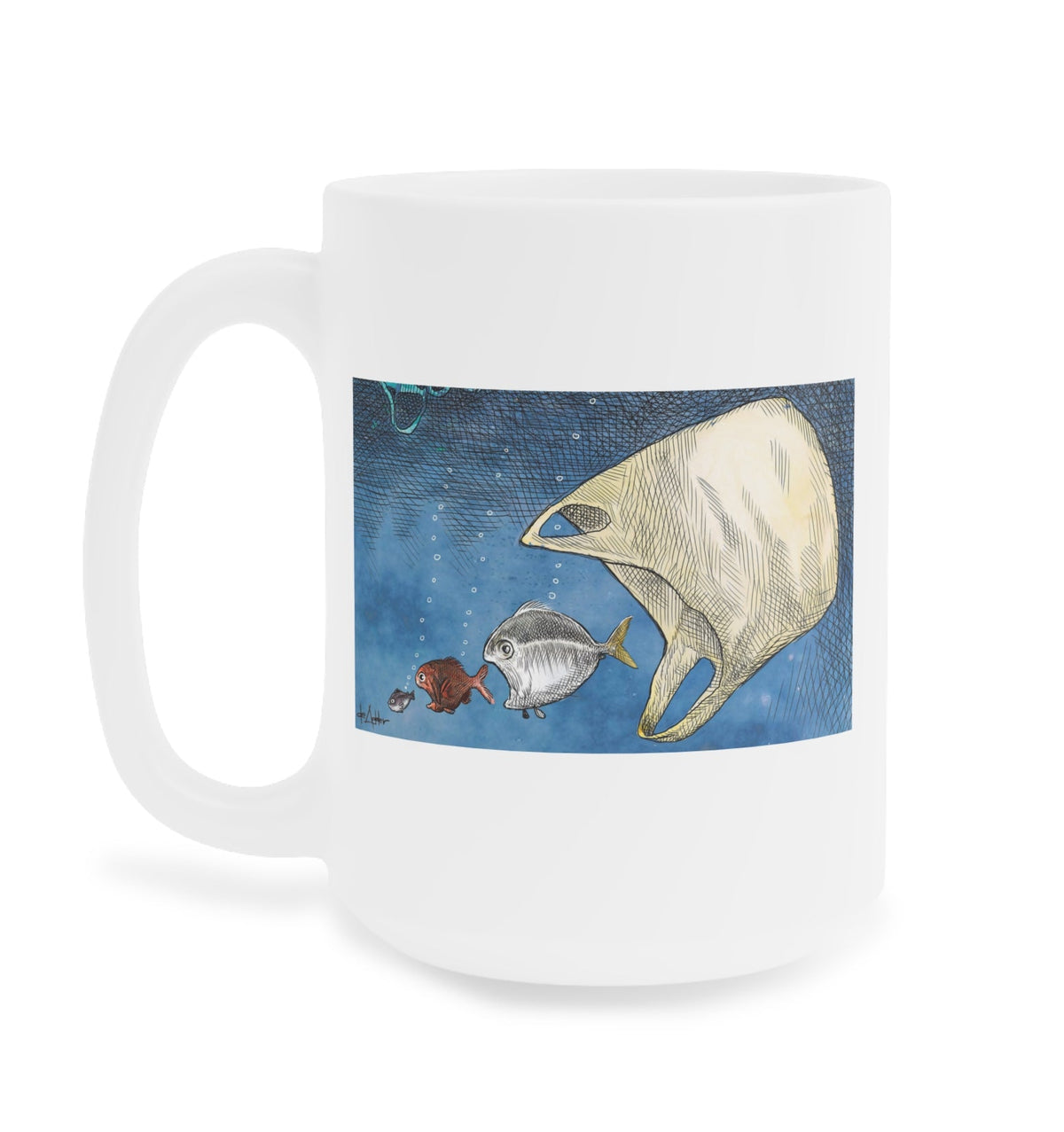 De Adder Designs "Ocean Bag" White Mug 15oz