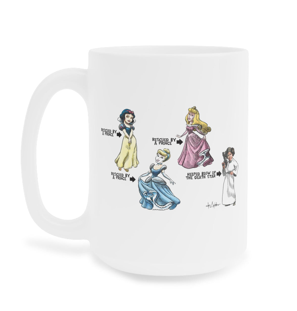 De Adder Designs "Carrie Fisher" White Mug 15oz