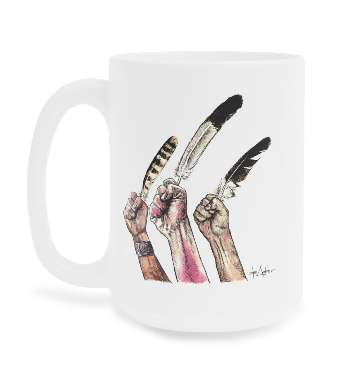 De Adder Designs "Feather" White Mug 15oz