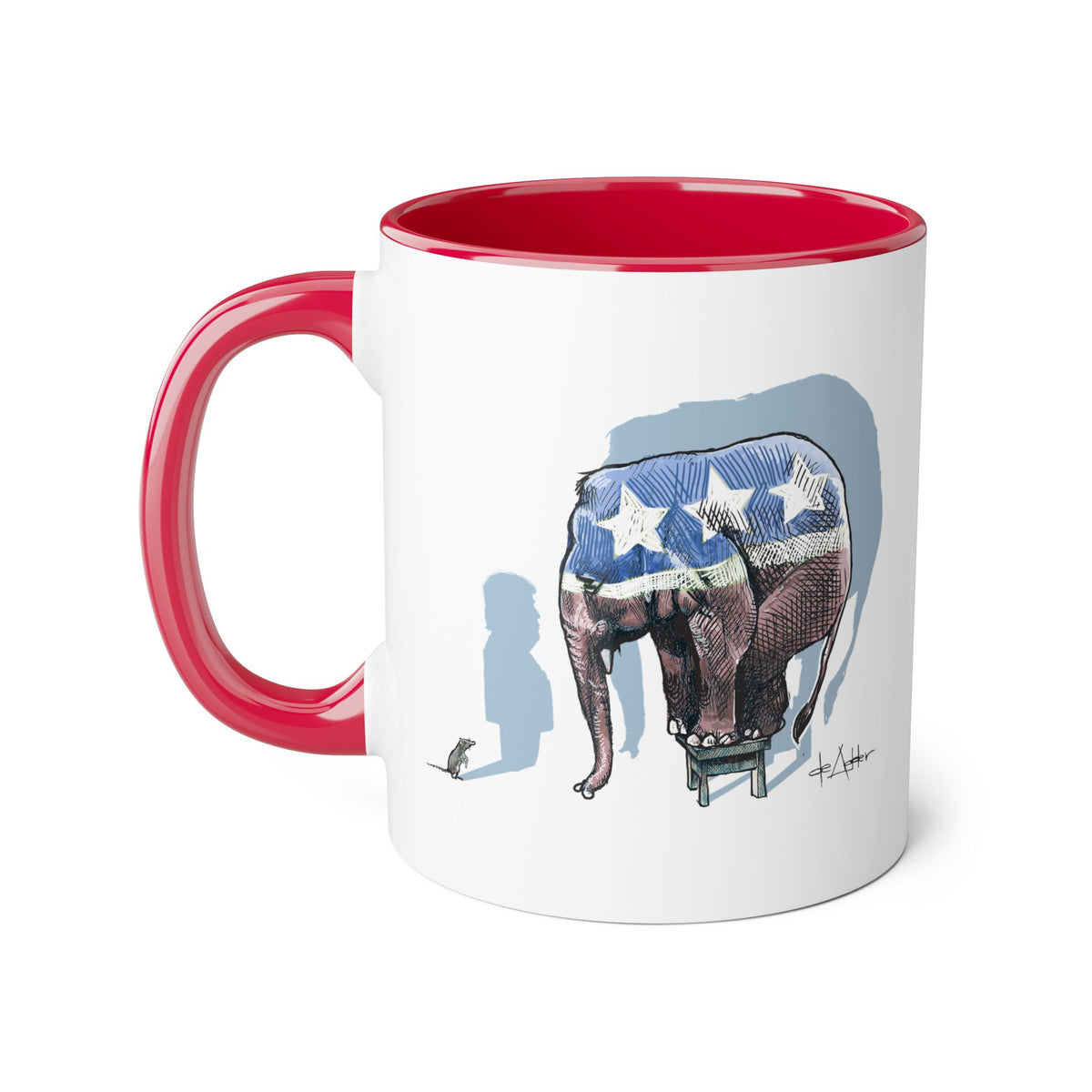 De Adder Designs "Republican Mouse" Red and White Mug 11oz