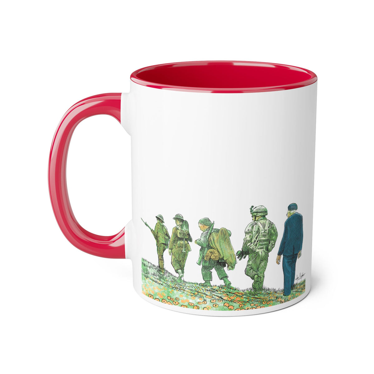De Adder Designs "Canadian Vets" Red and White Mug 11oz