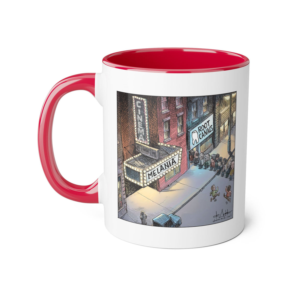 De Adder Designs "Root Canal" Red and White Mug 11oz