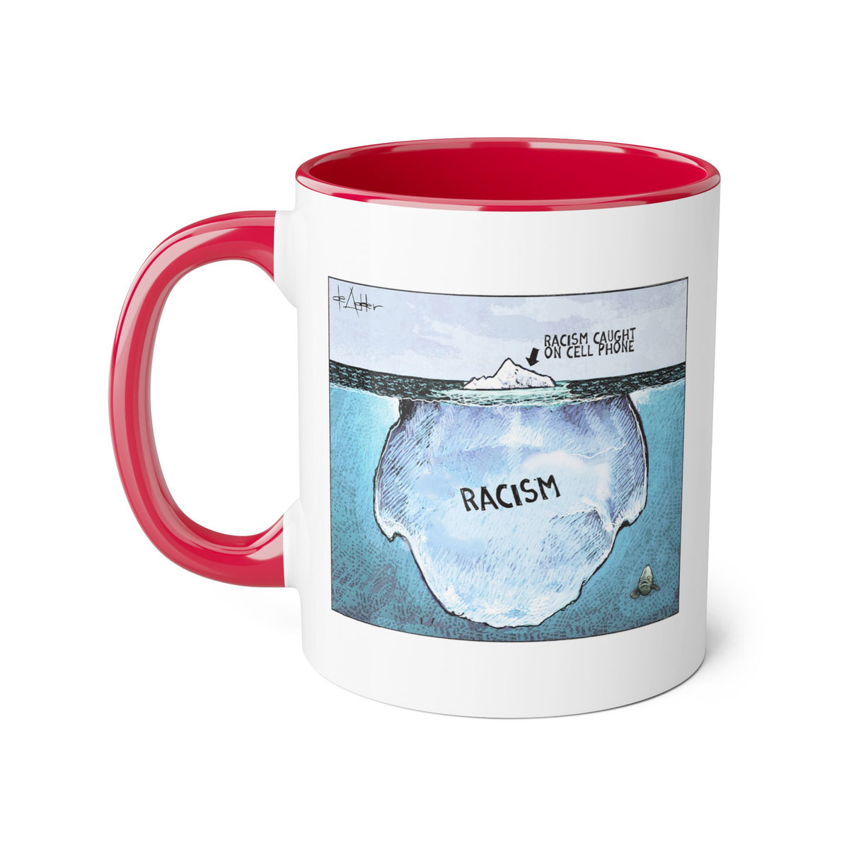 De Adder Designs "Racism Iceberg" Red and White Mug 11oz