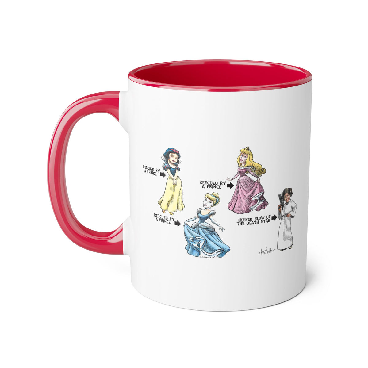 De Adder Designs "Carrie Fisher" Red and White Mug 11oz