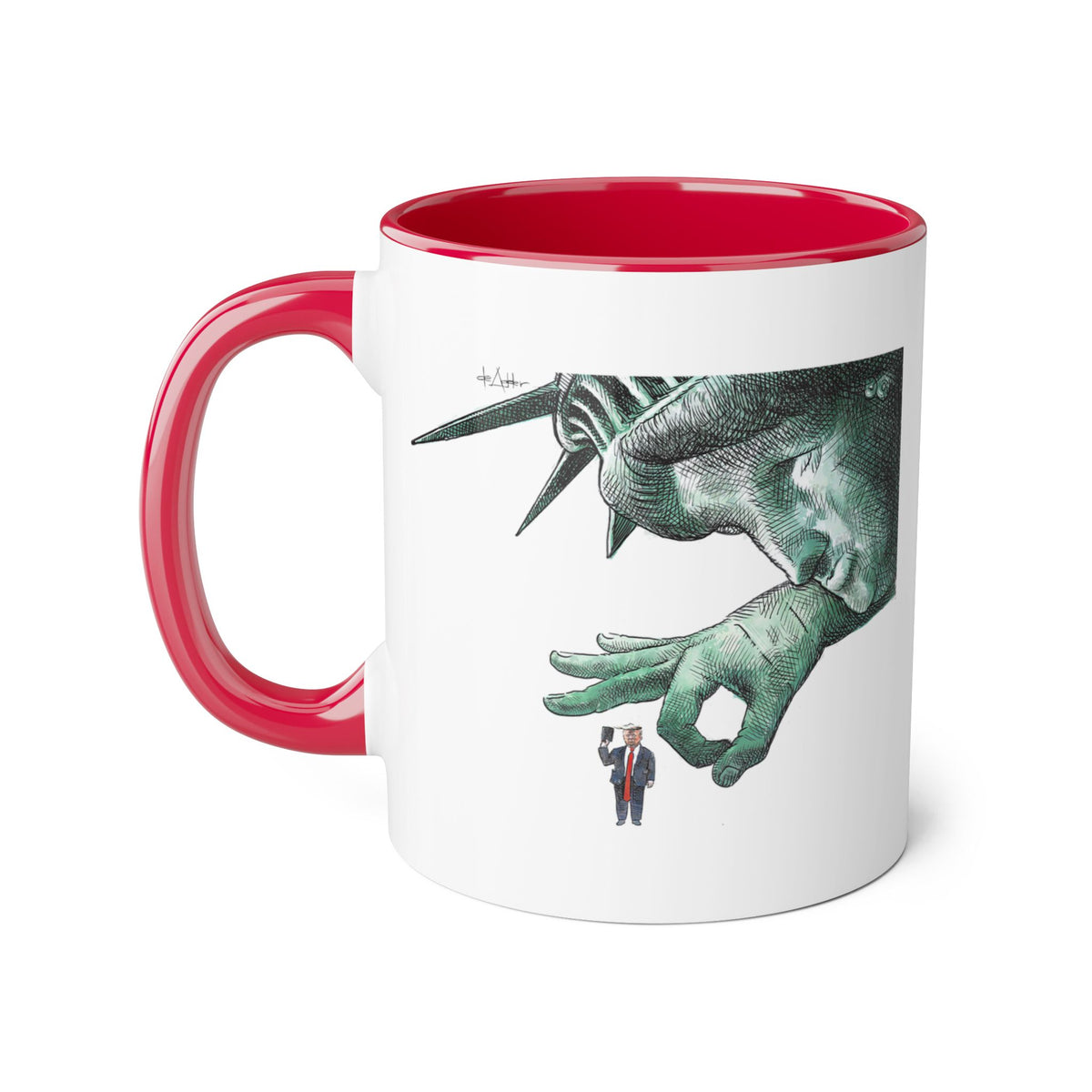 De Adder Designs "Flick Trump" Red and White Mug 11oz