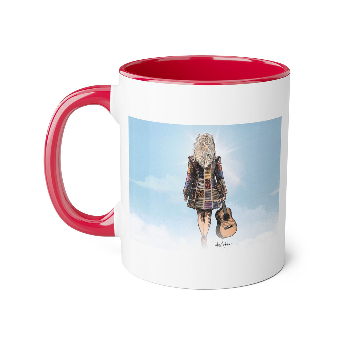 De Adder Designs "Dolly" Red and White Mug 11oz