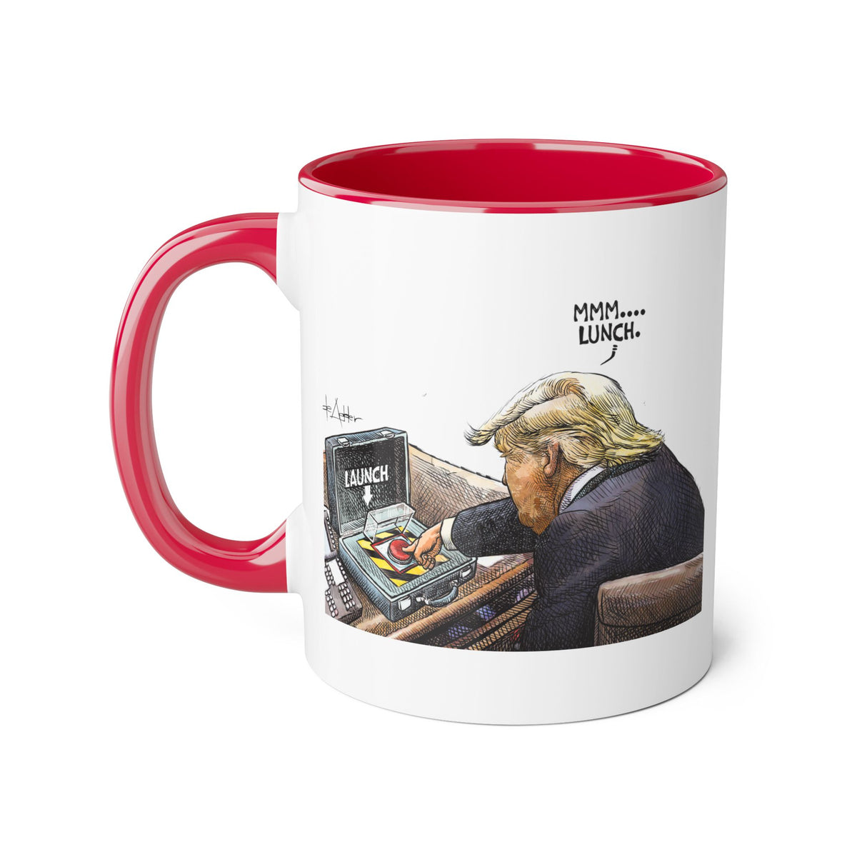 De Adder Designs "Lunch" Red and White Mug 11oz