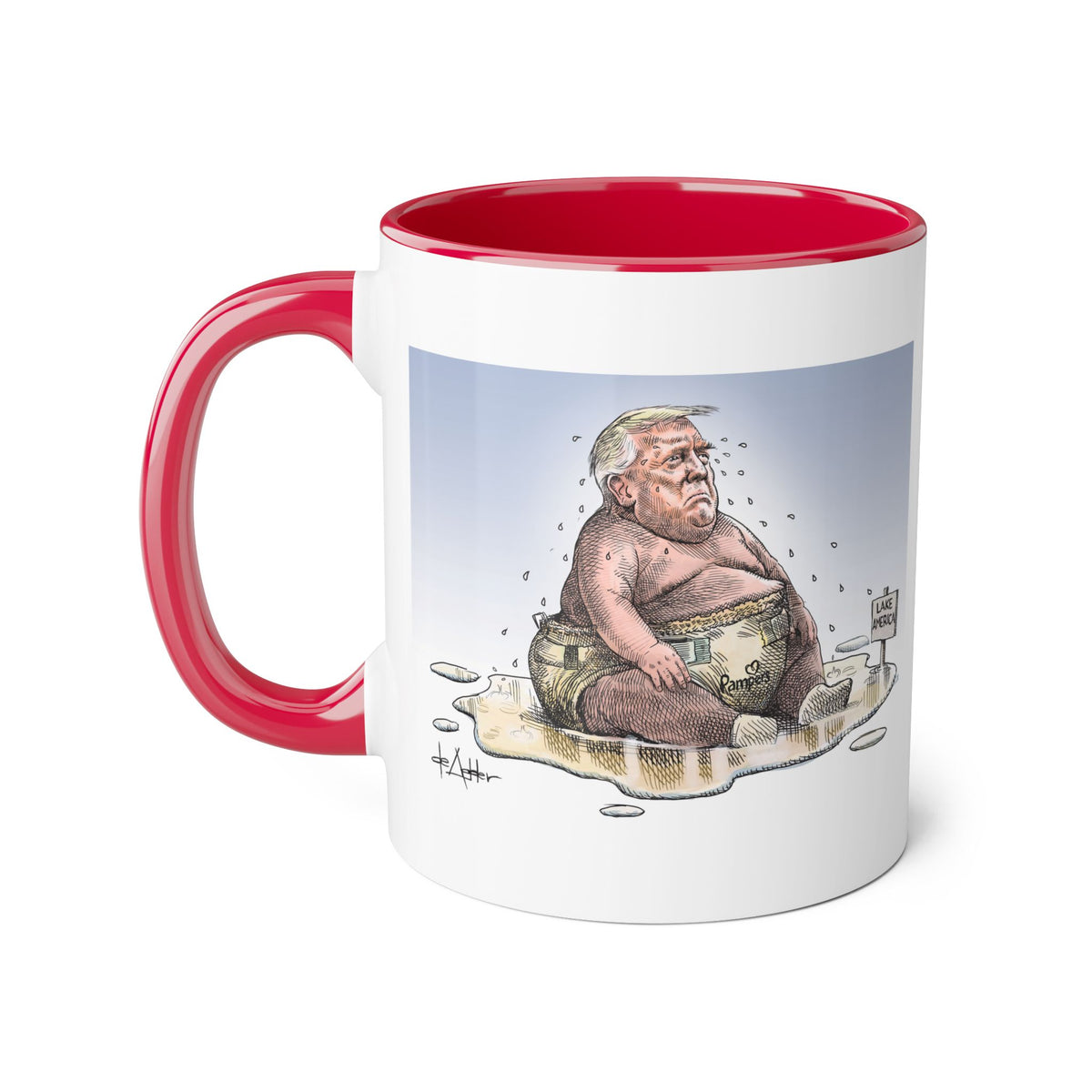 De Adder Designs "Lake Ontario" Red and White Mug 11oz
