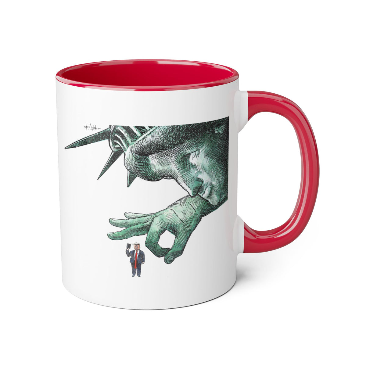 De Adder Designs "Flick Trump" Red and White Mug 11oz