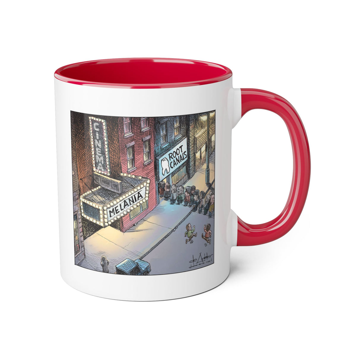 De Adder Designs "Root Canal" Red and White Mug 11oz