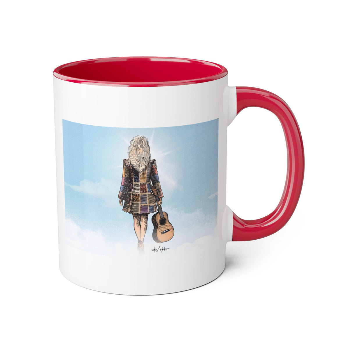 De Adder Designs "Dolly" Red and White Mug 11oz