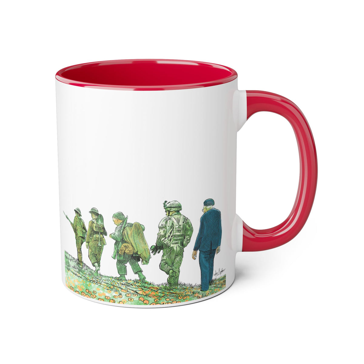 De Adder Designs "Canadian Vets" Red and White Mug 11oz