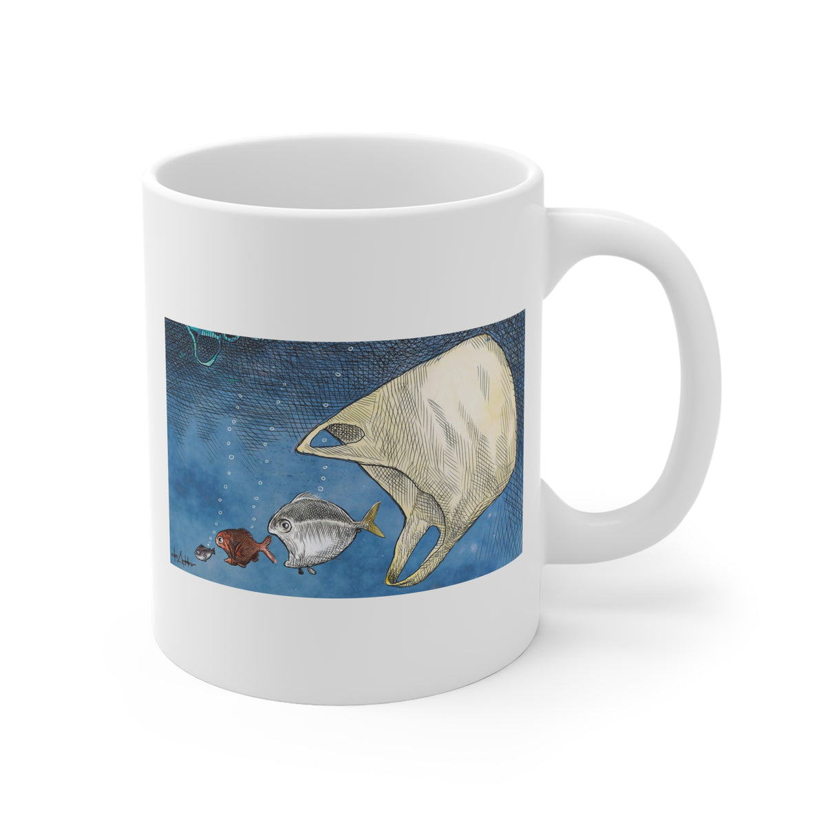 De Adder Designs "Ocean Bag" White Mug 11oz