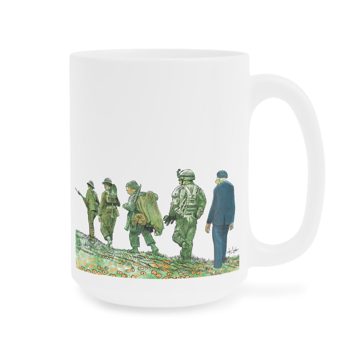 De Adder Designs "Canadian Vets" White Mug 15oz