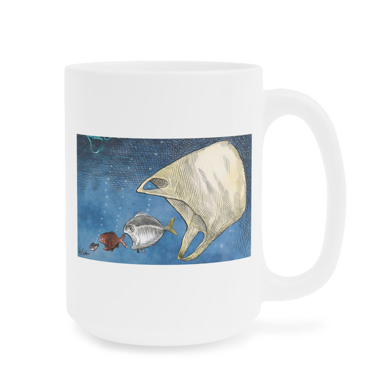 De Adder Designs "Ocean Bag" White Mug 15oz