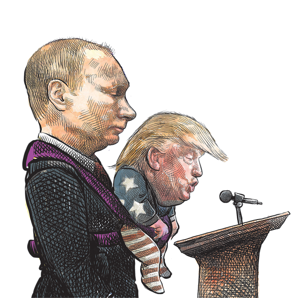 De Adder Designs "Putin" Print Black and White Trucker Hat
