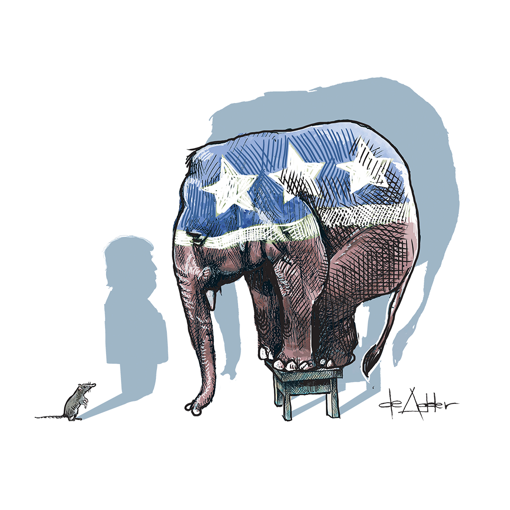 De Adder Designs "Republican Mouse" Printed Black & White Trucker Hat