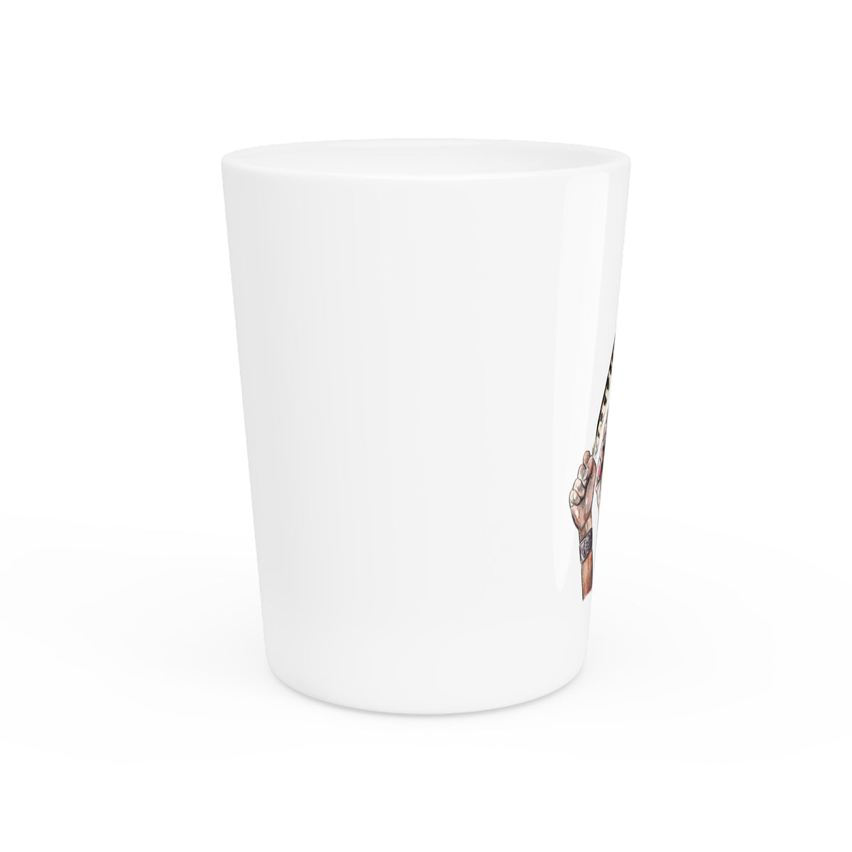 De Adder Designs "Feather" White Ceramic 2oz Shot Glass