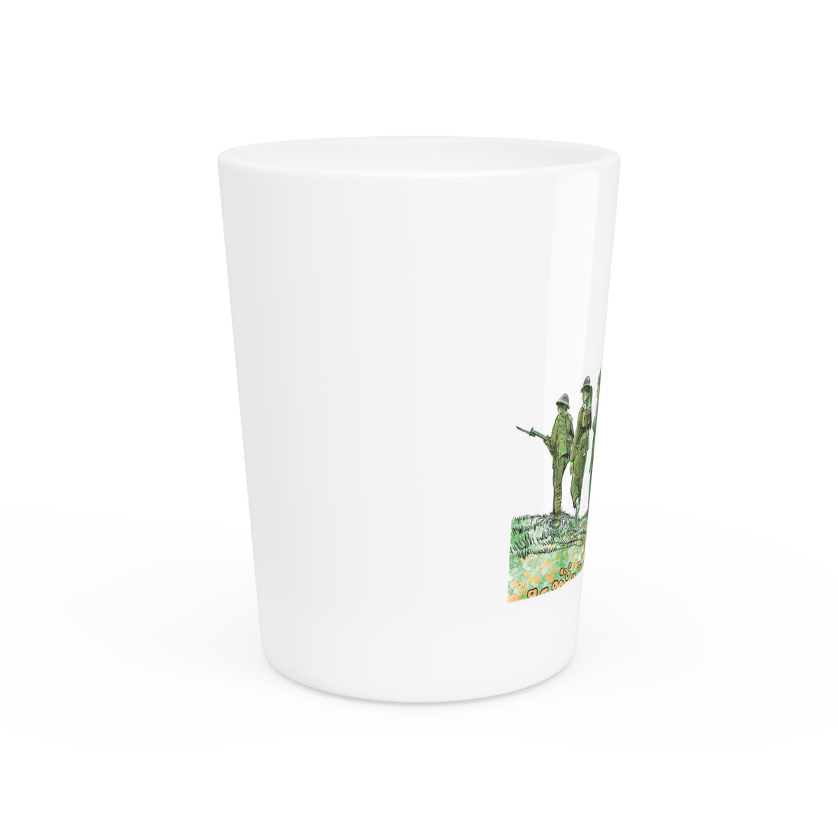 De Adder Designs "Canadian Vets" White Ceramic 2oz Shot Glass