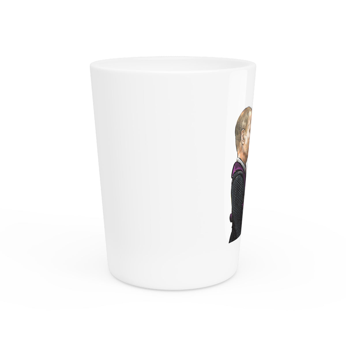 De Adder Designs "Putin" White Ceramic 2oz Shot Glass