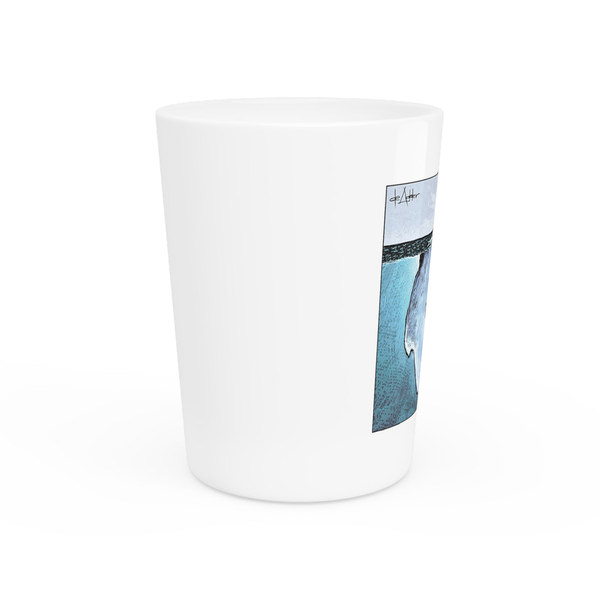 De Adder Designs "Racism Iceberg" White Ceramic 2oz Shot Glass