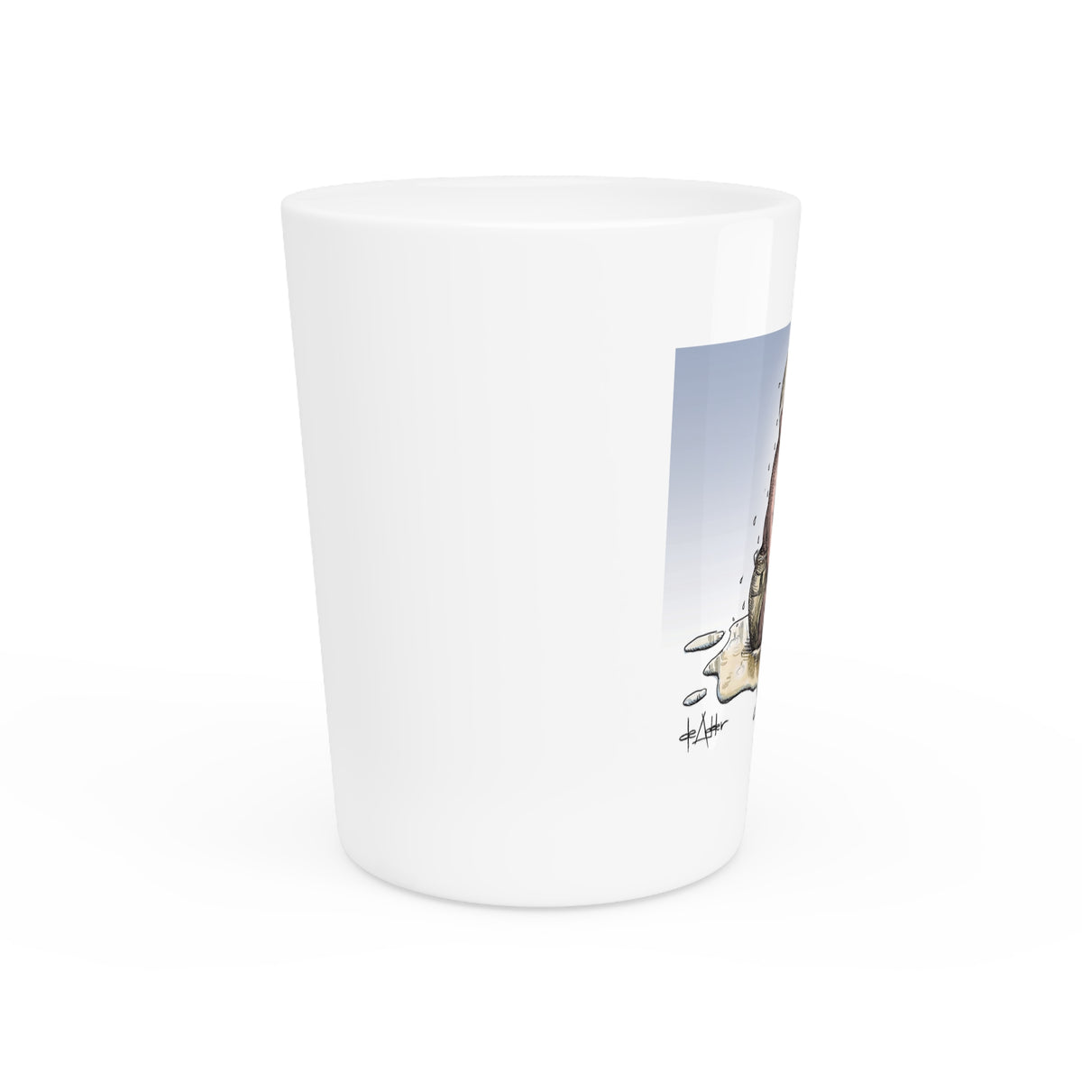 De Adder Designs "Lake Ontario" White Ceramic 2oz Shot Glass