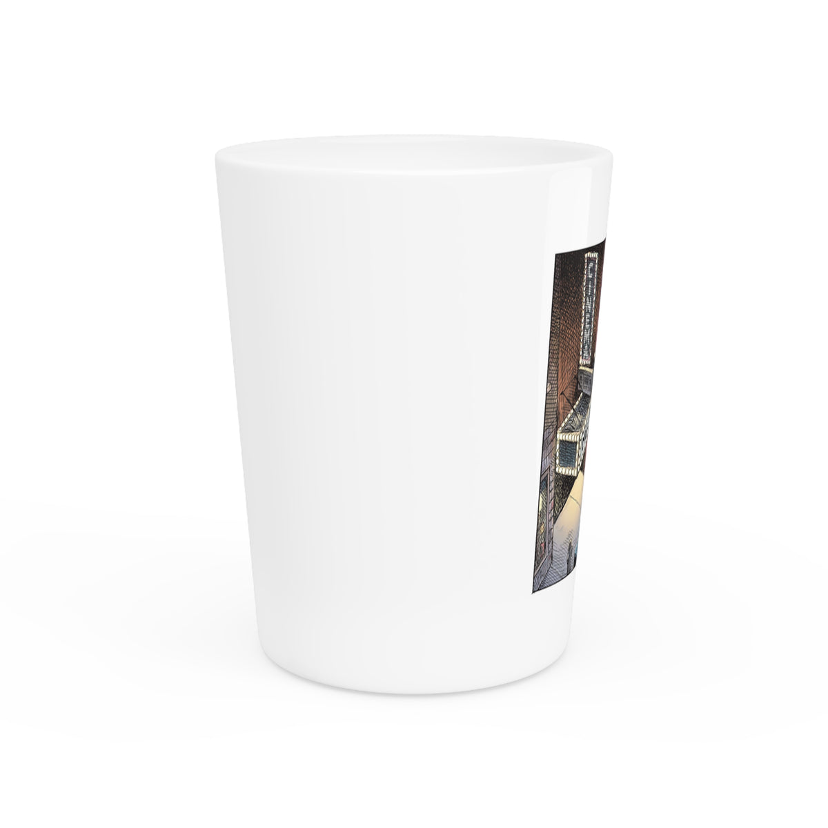 De Adder Designs "Root Canal" White Ceramic 2oz Shot Glass