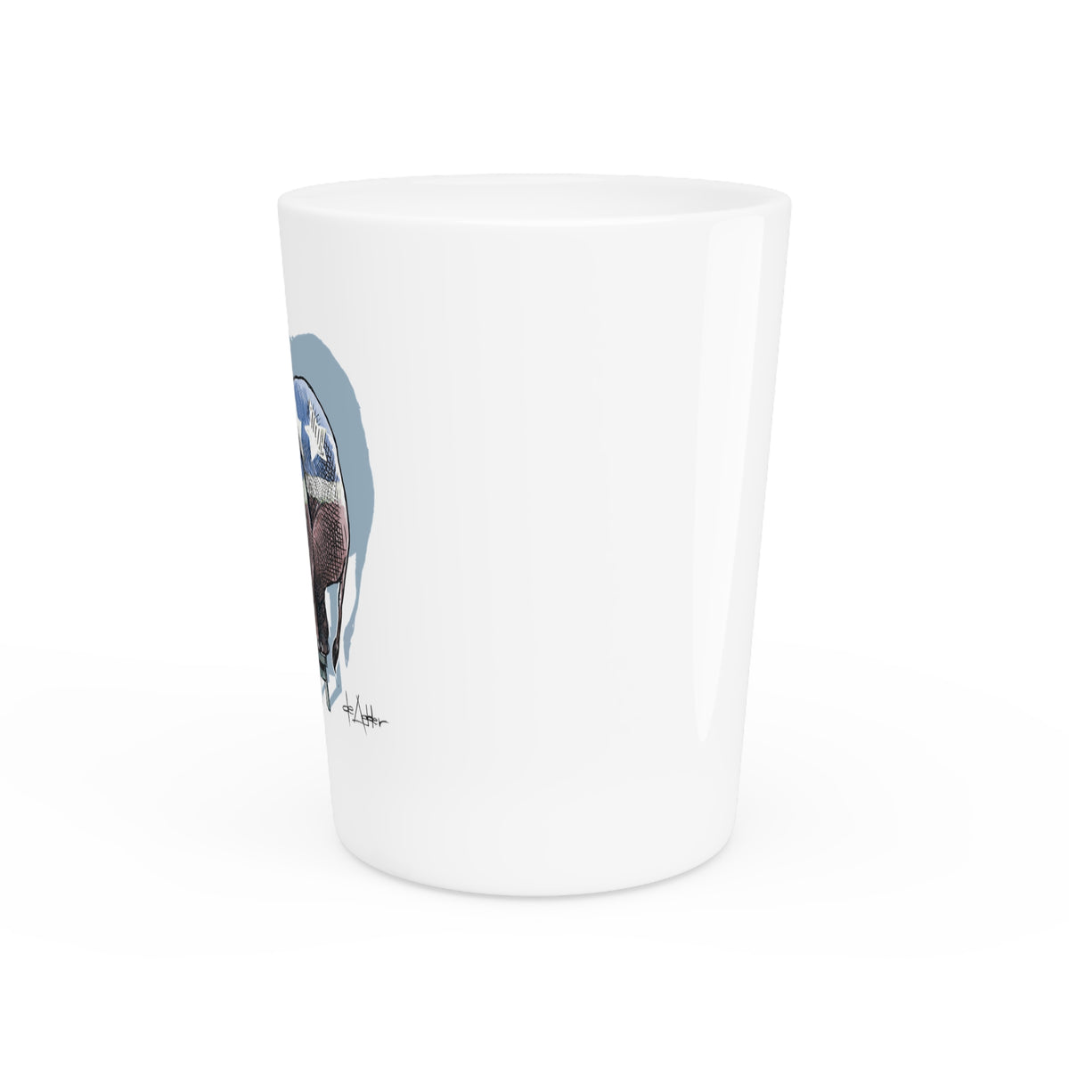 De Adder Designs "Republican Mouse" White Ceramic 2oz Shot Glass