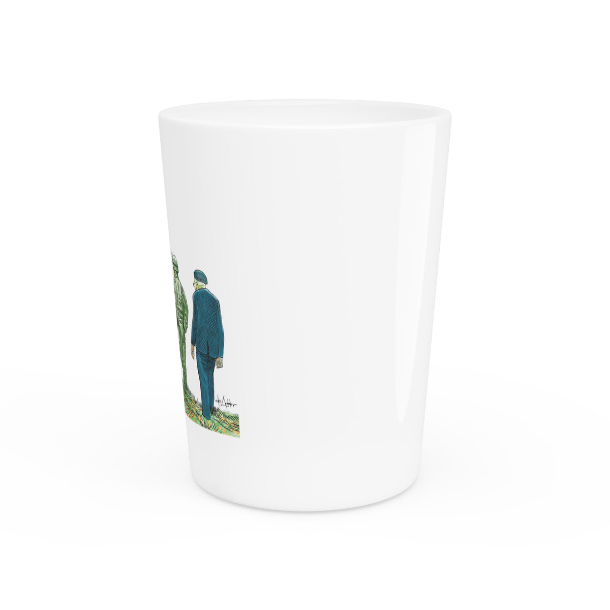 De Adder Designs "Canadian Vets" White Ceramic 2oz Shot Glass