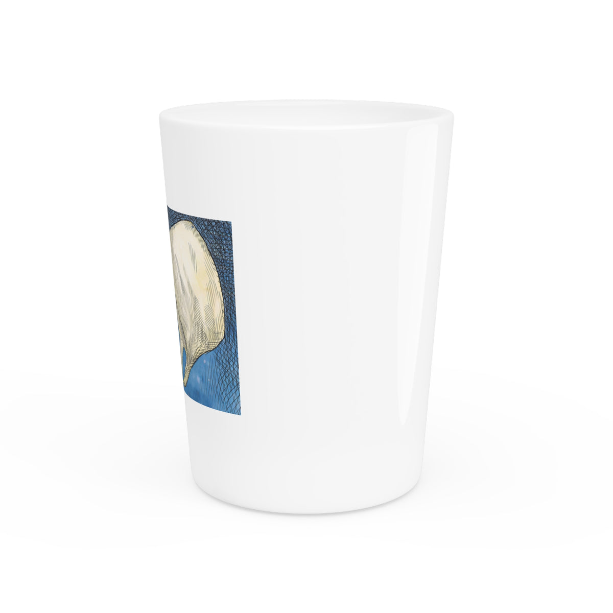 De Adder Designs "Ocean Bag" White Ceramic 2oz Shot Glass