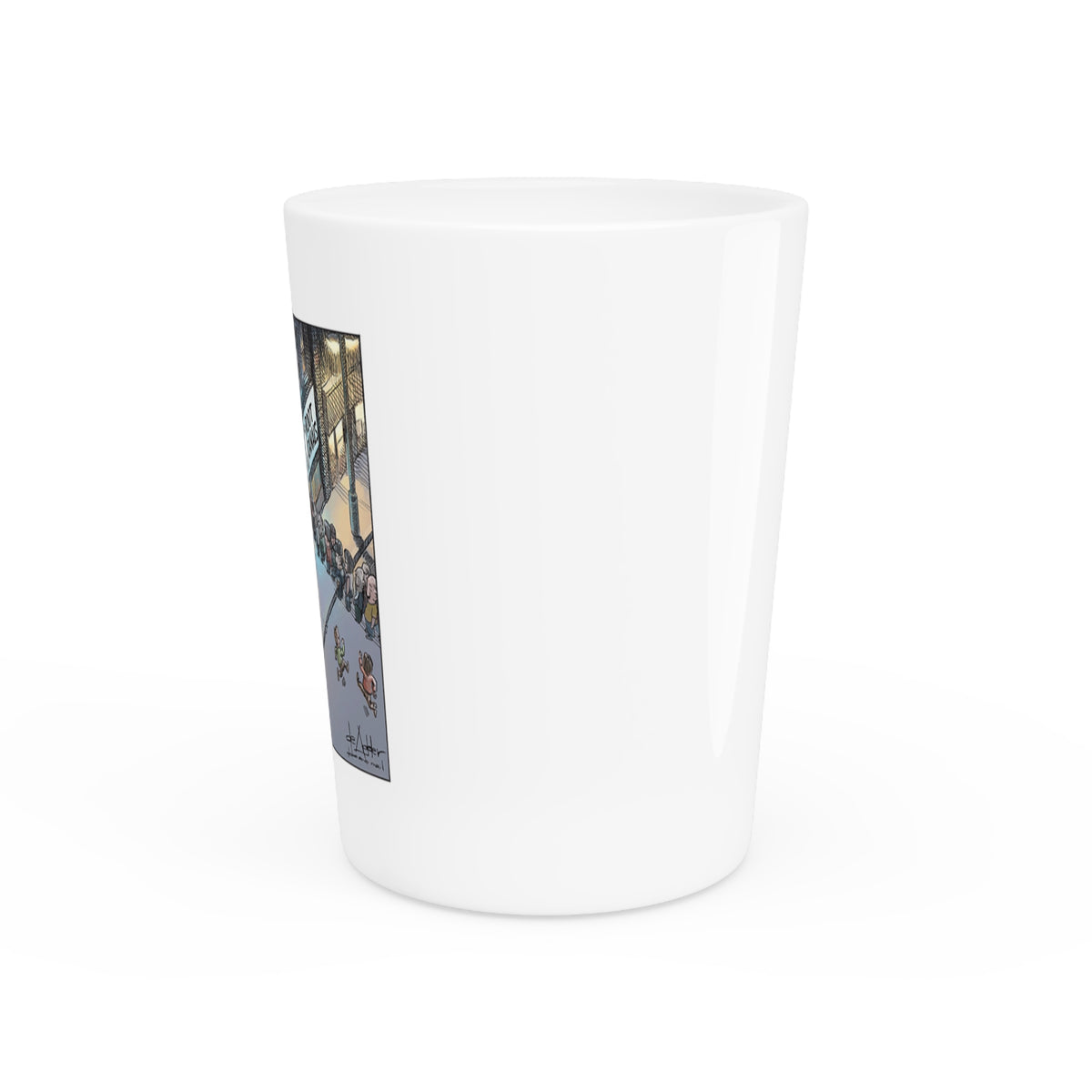 De Adder Designs "Root Canal" White Ceramic 2oz Shot Glass