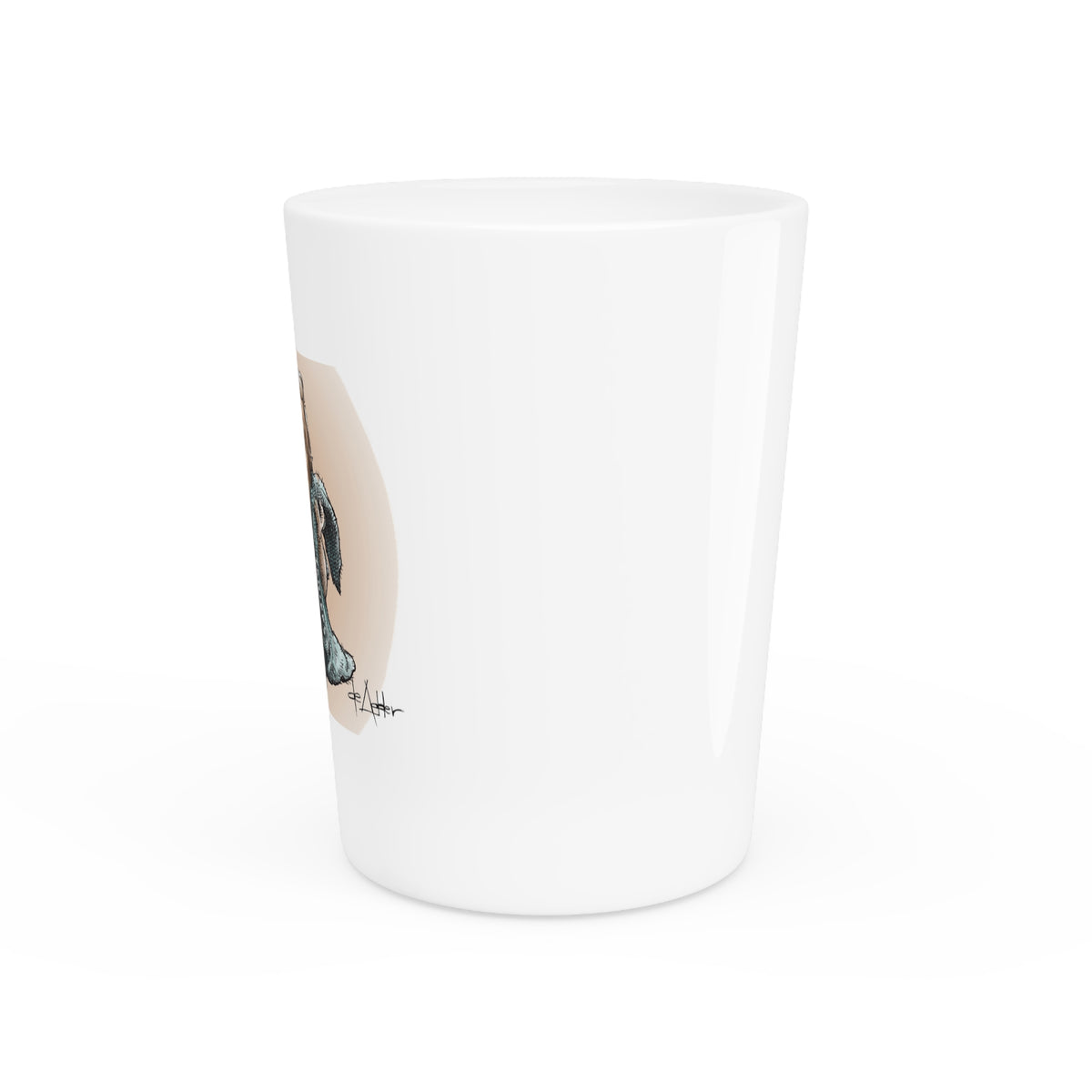 De Adder Designs "Trump the Menace" White Ceramic 2oz Shot Glass