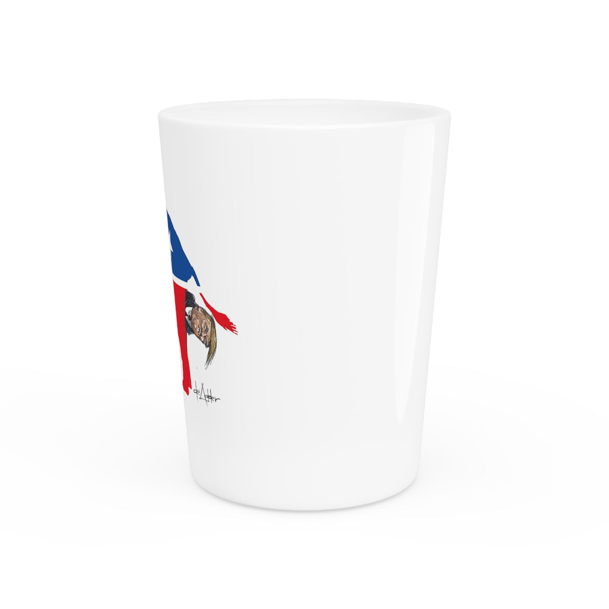 De Adder Designs "Trump Shit" White Ceramic 2oz Shot Glass
