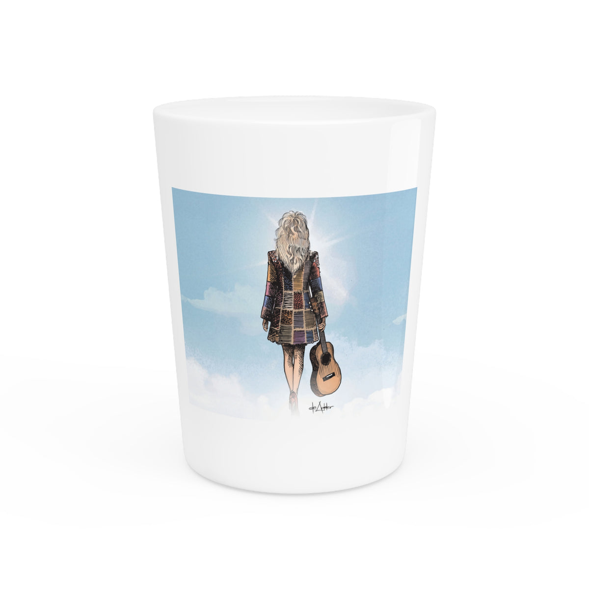 De Adder Designs "Dolly" White Ceramic 2oz Shot Glass