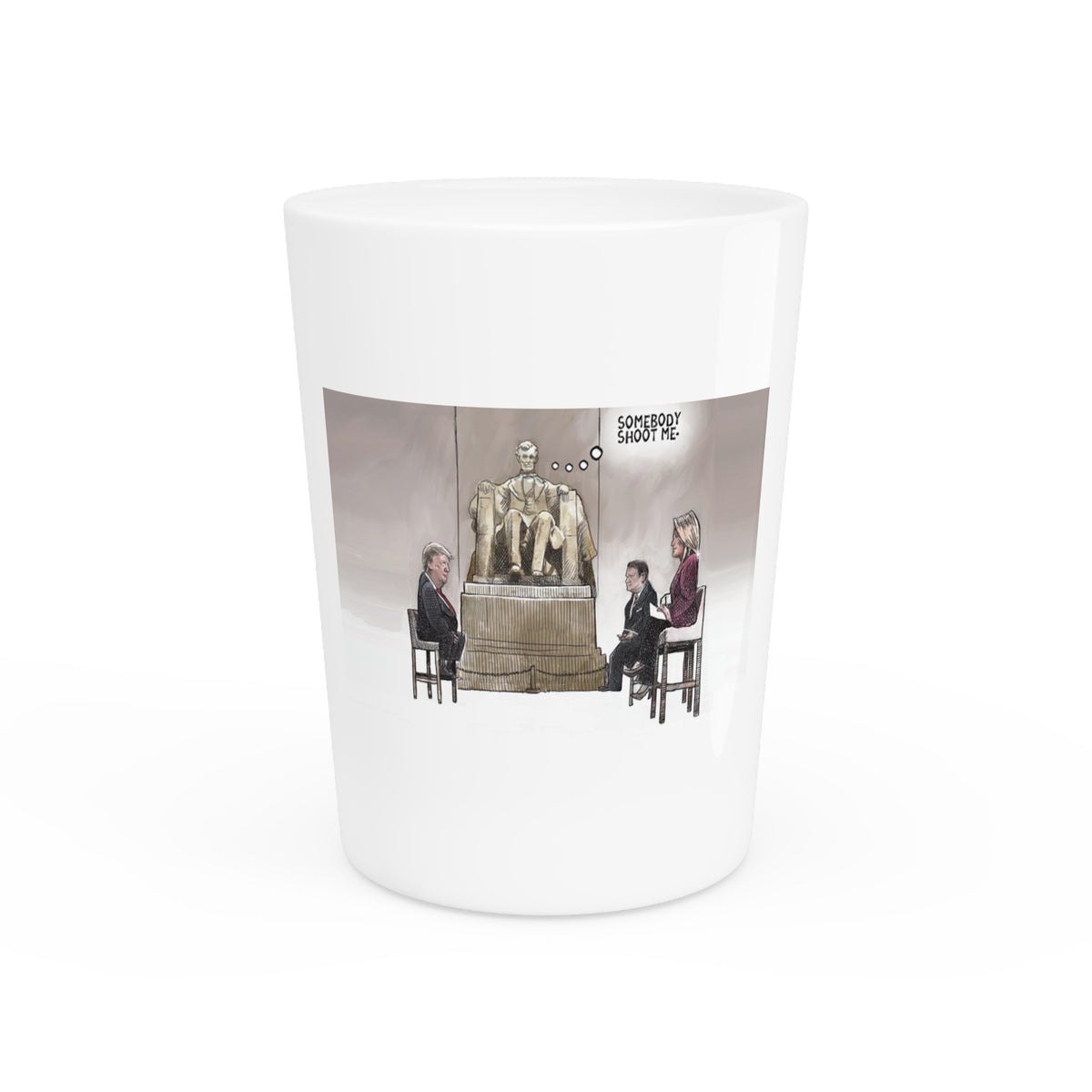 De Adder Designs "Shoot Me" White Ceramic 2oz Shot Glass