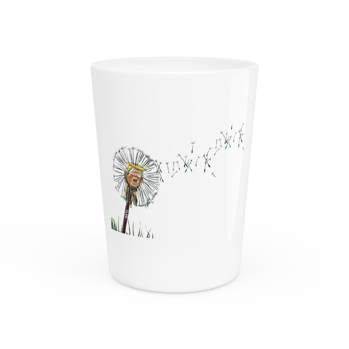 De Adder Designs "Hate" White Ceramic 2oz Shot Glass