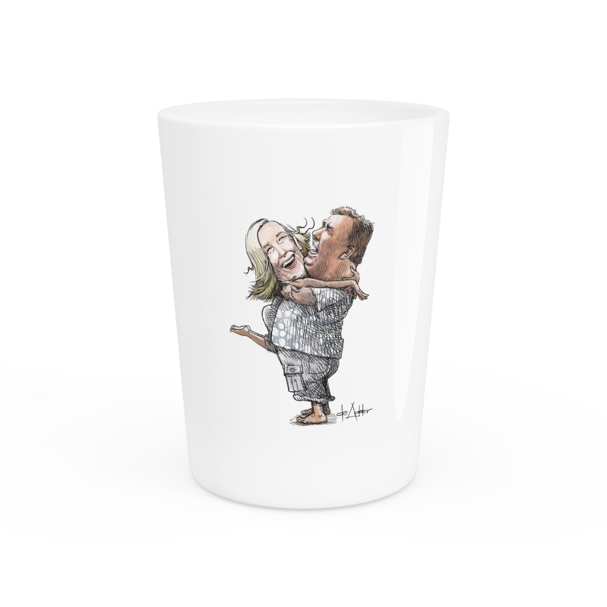 De Adder Designs "Ohara Candy" White Ceramic 2oz Shot Glass