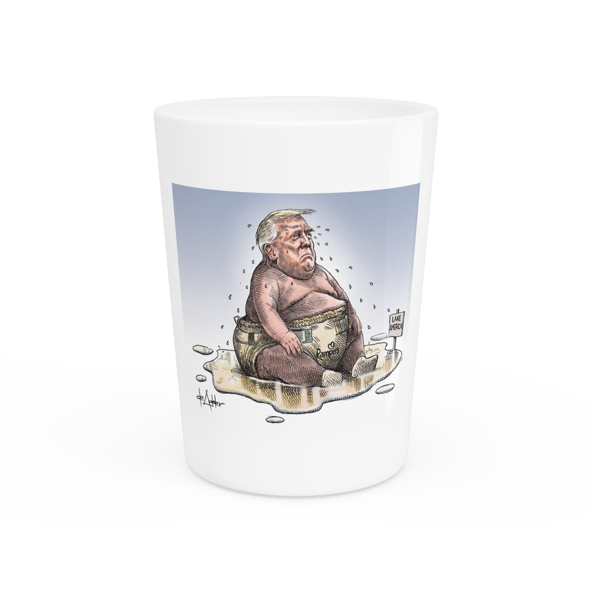 De Adder Designs "Lake Ontario" White Ceramic 2oz Shot Glass